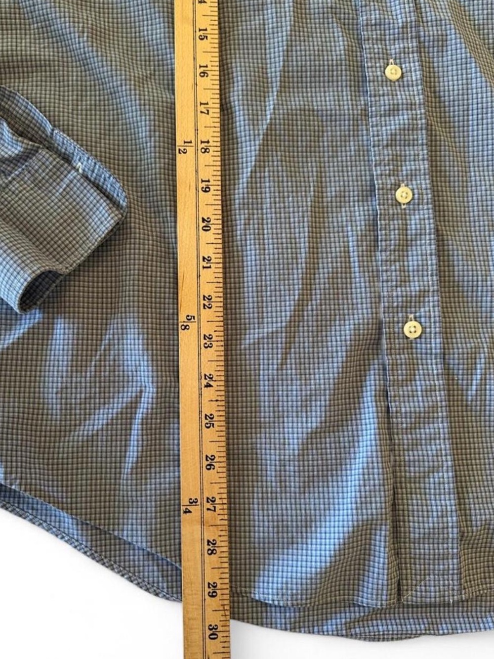 Vintage 90s Polo Ralph Lauren L Blue Micro Check Button Up Shirt Hong Kong - Picture 8 of 8